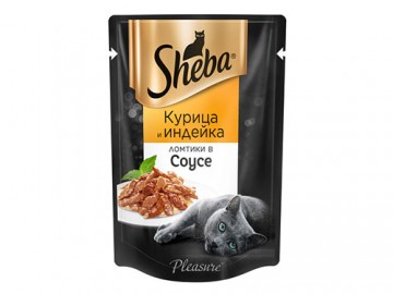 Sheba (Шеба) - Влажный корм для кошек с курицей и индейкой в соусе, пауч 75 г