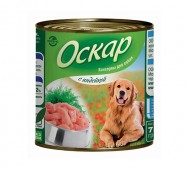 Оскар - Влажный корм для собак с индейкой, банка 750 г