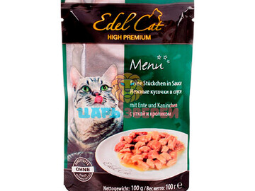 Edel cat (Эдель Кэт) - Влажный корм утка и кролик соусе, пауч 100 г