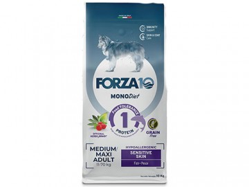 Forza10 (Форца10) - MonoDiet Sensitive Skin Medium & Large Adult, Cухой корм для взрослых собак средних и крупных пород при чувствительной коже, с рыбой, 10 кг