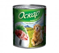 Оскар - Влажный корм для собак с говядиной и индейкой, банка 750 г