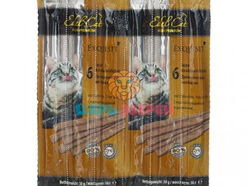 Edel cat (Эдель Кэт) - Колбаски для кошек со вкусом курицы, индейки и дрожжей, упаковка 6 шт