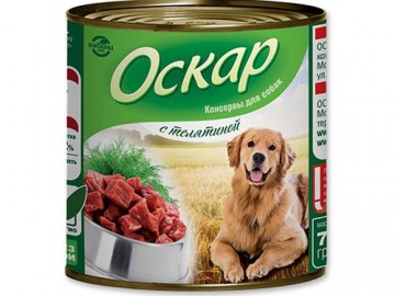 Оскар - Влажный корм для собак с телятиной, банка 750 г