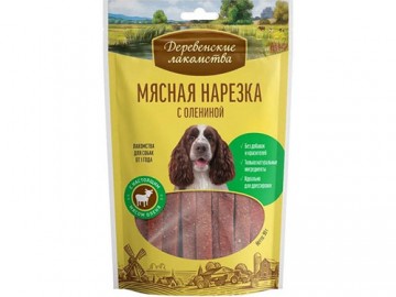 Деревенские лакомства - Лакомство для собак мясная нарезка с олениной, 90 г