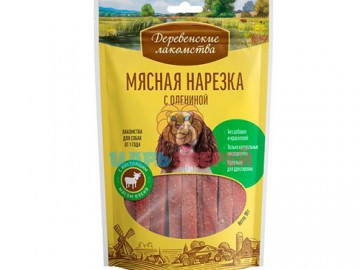 Деревенские лакомства - Лакомство для собак мясная нарезка с олениной, 90 г