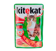 Kitekat (Китекет) - влажный корм для кошек с говядиной в желе, пауч 85 г