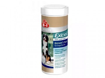 8in1 (8в1) - Excel Brewers Yeast Large Breeds, Витамины с пивными дрожжами для собак крупных пород, 80 таблеток