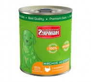 Четвероногий Гурман - Мясное ассорти с индейкой для щенков, баночка 340 г