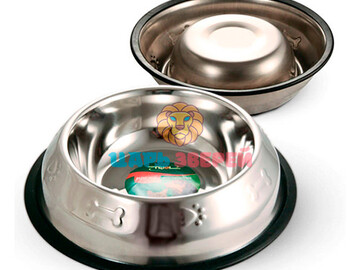 Triol (Триол) - Миска металлическая с резинкой для кошек и собак, 0,45 л