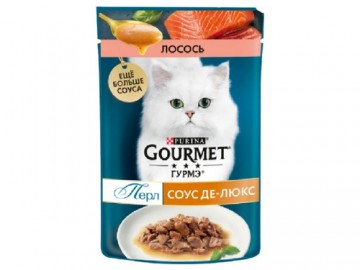 Gourmet Perle (Гурмэ Перл) - нежный кусочки лосося в соусе, пауч 75 г