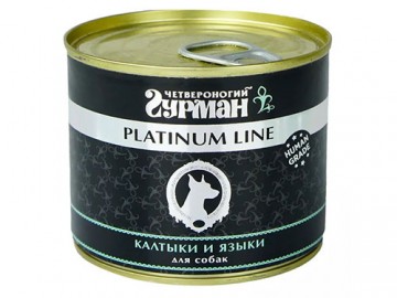 Четвероногий Гурман - Platinum line, Влажный корм для собак всех пород, с калтыками и языками в желе, банка 240 г