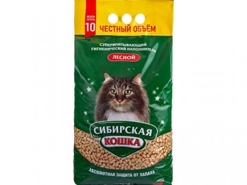 Сибирская кошка - Древесный наполнитель Лесной, 10 л