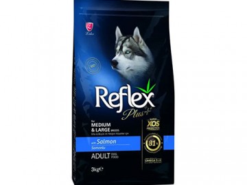 Reflex Plus (Рефлекс Плюс) - Medium & Large Breed Adult Dog Food Salmon, Сухой корм для собак средних и крупных пород, с лососем, 3 кг