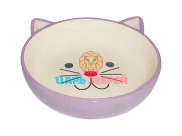 №1 - Миска керамическая мордочка кошки сиреневая