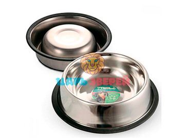 Triol (Триол) - Миска металлическая с резинкой для кошек и собак, 0.2 л