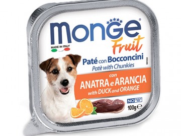 Monge (Монже) - Fruit Dog with Duck and Orange, нежный паштет для собак, утка с апельсином, ламистер 100 г