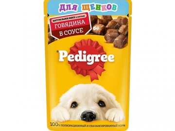 Pedigree (Педигри) - Влажный корм для щенков со вкусом говядины в соусе, пауч 85 г