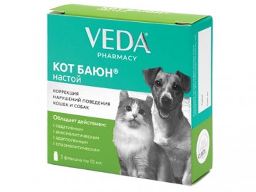 VEDA (ВЕДА) - КОТ БАЮН, Настой для корректировки нарушений поведения кошек и собак, упаковка 3 флакона по 10 мл