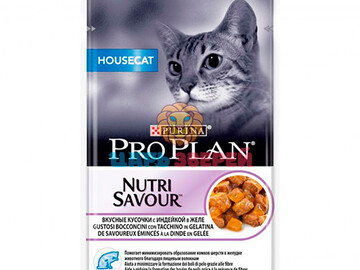 Pro Plan (Про План) - NutriSavour Housecat, влажный корм для домашних кошек с индейкой в желе, пауч 85 г