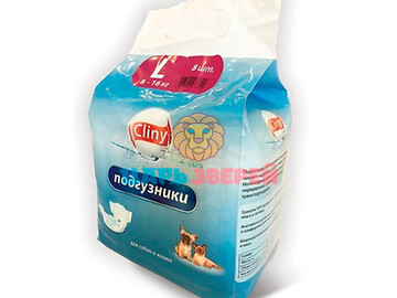 Cliny (Клини) - Подгузники для собак и кошек 8-16 кг L, упаковка 8 шт