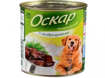 Оскар - Влажный корм для собак с потрошками, банка 750 г