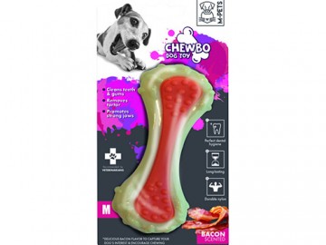 M-Pets (М-петс) - Chewbo, Игрушка для собак Кость, с ароматом бекона, размер S, 10,4 x 3,7 x 2,1 см