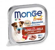 Monge (Монже) - Fruit Dog with Lamb and Apple, нежный паштет для собак с ягненком и яблоком, ламистер 100 г