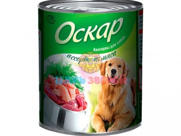 Оскар - Влажный корм для собак, ассорти из мяса, банка 750 г