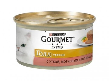 Gourmet Gold (Гурмэ Голд) - кусочки в паштете с уткой, морковью и шпинатом по-французски, баночка 85 г