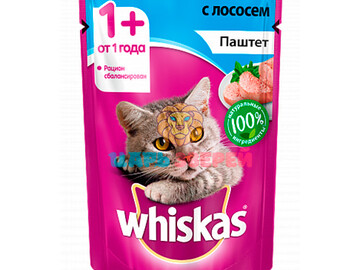 Whiskas (Вискас) - Влажный корм для кошек паштет с лососем , пауч 85 г