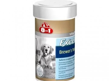 8in1 (8в1) - Excel Brewers Yeast with Garlic, Витамины с пивными дрожжами для кошек и собак, 140 таблеток