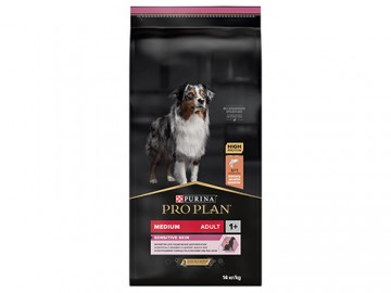 Pro Plan (Про План) - Medium Adult Sensitive Skin, Сухой корм для взрослых собак средних пород при чувствительной коже, с лососем, 14 кг