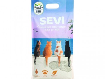 SEVI (СЭВИ) - Наполнитель бентонитовый комкующийся с ароматом зеленого чая, 10 л (8 кг)