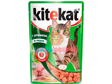Kitekat (Китекет) - влажный корм для кошек с кроликом в соусе по-домашнему, пауч 85 г
