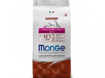 Monge (Монже) - Speciality Line Extra Small, Сухой корм для взрослых собак карликовых пород с ягненком, рисом и картофелем, 2,5 кг