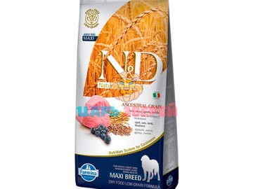 Farmina N&D (Эн Дэ) - Low Grain Lamb & Blueberry Maxi Adult, низкозерновой корм для взрослых собак крупных пород ягненок, черника, 12 кг