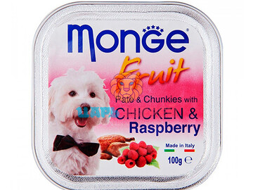 Monge (Монже) - Fruit Dog, нежный паштет для собак, курица с малиной, ламистер 100 г