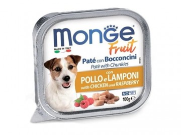 Monge (Монже) - Fruit Dog with Chicken and Raspberry, нежный паштет для собак, курица с малиной, ламистер 100 г