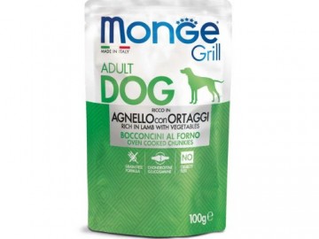 Monge (Монже) - DOG GRILL Rich in Lamb and Vegetables, влажный корм для собак с ягненком и овощами, пауч 100 г