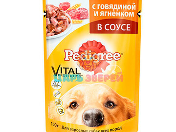 Pedigree (Педигри) - Влажный корм для собак со вкусом говядины и ягненка в соусе, пауч 85 г