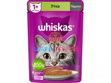 Whiskas (Вискас) - Влажный корм для кошек паштет с уткой, пауч 75 г