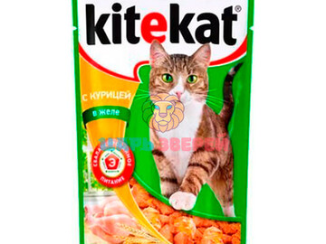 Kitekat (Китекет) - влажный корм для кошек с курицей в желе, пауч 85 г