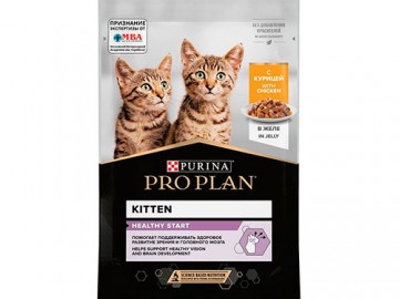 Pro Plan (Про План) - Kitten Healthy Start, влажный корм для котят с курицей в желе, пауч 85 г