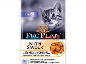 Pro Plan (Про План) - JUNIOR, влажный корм для котят с курицей в желе, пауч 85 г