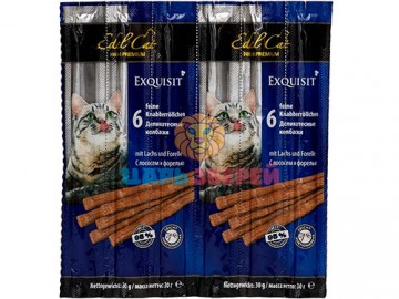 Edel cat (Эдель Кэт) - Колбаски для кошек со вкусом лосося и форель, упаковка 6 шт