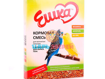 Ешка - Кормовая смесь для волнистых попугаев с витаминами для окраса, 500 г