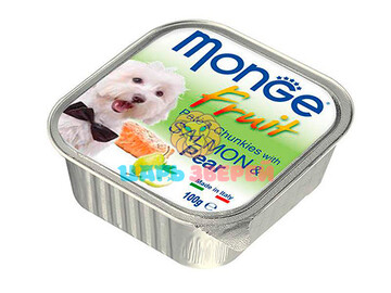 Monge (Монже) - Fruit Dog, нежный паштет для собак, лосось с грушей, ламистер 100 г