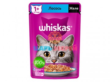 Whiskas (Вискас) - Влажный корм для кошек желе с лососем, пауч 75 г