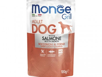 Monge (Монже) - DOG GRILL Rich in Salmon, влажный корм для собак с лососем, пауч 100 г
