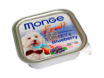 Monge (Монже) - Fruit Dog, нежный паштет для собак, индейка с черникой, ламистер 100 г